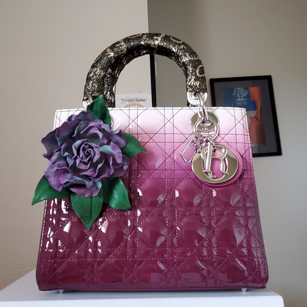 Lady Dior purple white silver hard ware medium bag - Picture 14 of 14